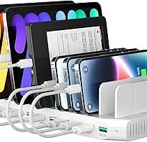 Fast Charging Station, USB Charging Station, 10 Ports Charging Station for Multiple Devices with Adjustable Dividers