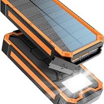 Solar Power Bank 20000 mAh, PD20W Waterproof Solar Charger USB C External Battery Solar Chargers with Outputs