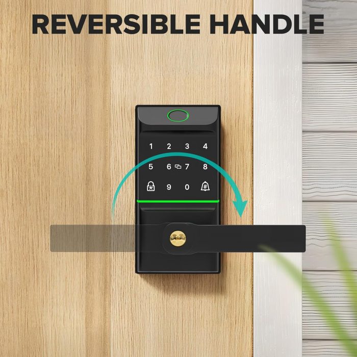 Keyless Entry Smart Door Lock with Doorbell, 6 in 1 Biometric Electric Digital Deadbolt Fingerprint Touchscreen Keypad APP IC Card with 2 Lever Handles for Front Doors Home Office Apartment - Image 6